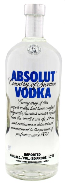 Absolut Vodka Blue 1750ml jetzt kaufen! Wodka Online Shop & Spirituosen