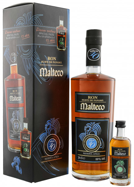 Malteco Rum 10 Jahre 0,7L 40% inkl. Miniatur Malteco Rum 15 Jahre 0,05L 40%